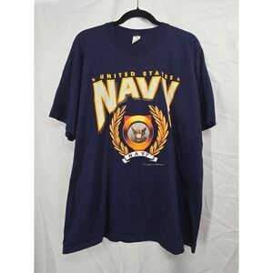 Vintage 1995 US Navy T Shirt Mens XXL Tee Swing Single Stitch Navy Blue USA Made